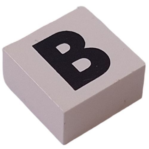 Modulex Tile 2 x 2 with Black 'B' print, Internal Supports