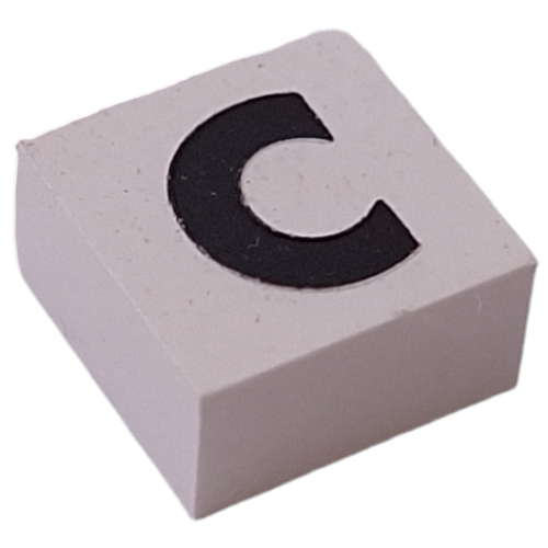 Modulex Tile 2 x 2 with Black 'C' print, Internal Supports