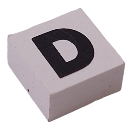 Modulex Tile 2 x 2 with Black 'D' print, Internal Supports