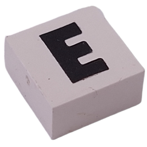 Modulex Tile 2 x 2 with Black 'E' print, Internal Supports