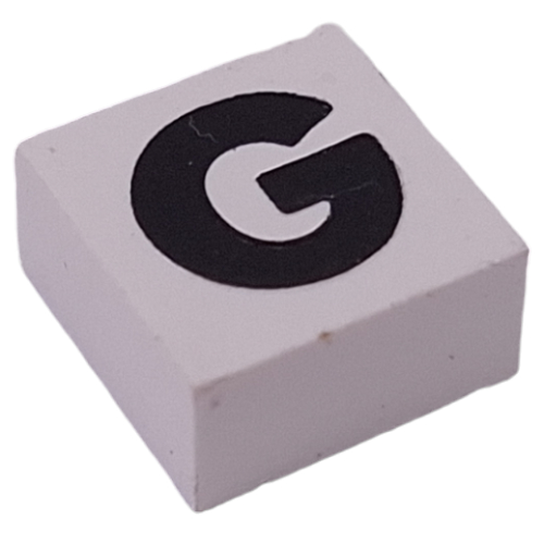 Modulex Tile 2 x 2 with Black 'G' print, Internal Supports