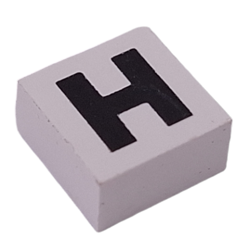 Modulex Tile 2 x 2 with Black 'H' print, Internal Supports