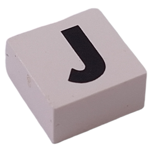 Modulex Tile 2 x 2 with Black 'J' print, Internal Supports