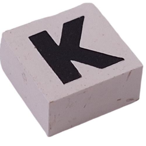 Modulex Tile 2 x 2 with Black 'K' print, Internal Supports