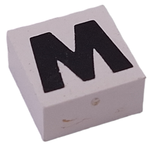 Modulex Tile 2 x 2 with Black 'M/W' print, Internal Supports