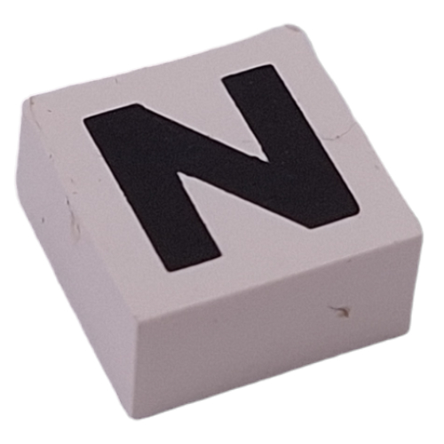 Modulex Tile 2 x 2 with Black 'N' print, Internal Supports