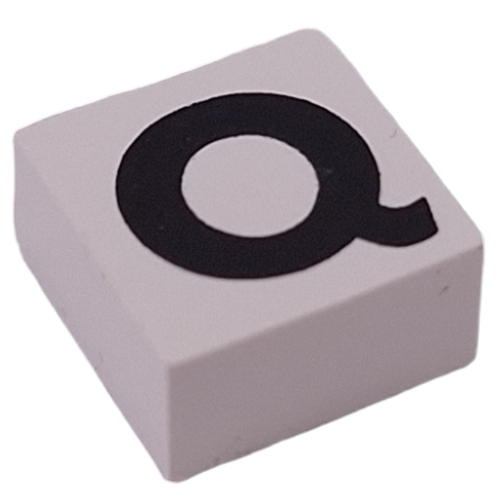 Modulex Tile 2 x 2 with Black 'Q' print, Internal Supports