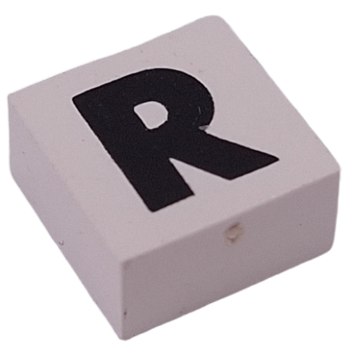 Modulex Tile 2 x 2 with Black 'R' print, Internal Supports