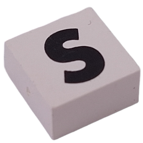 Modulex Tile 2 x 2 with Black 'S' print, Internal Supports