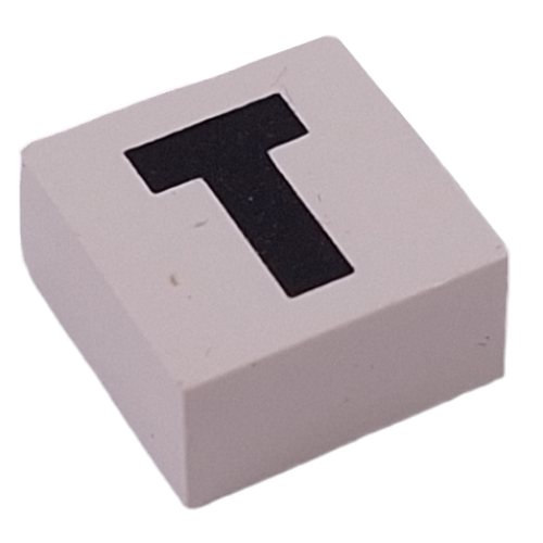 Modulex Tile 2 x 2 with Black 'T' print, Internal Supports