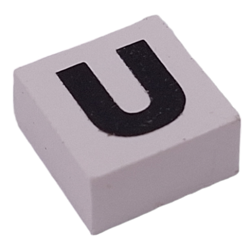 Modulex Tile 2 x 2 with Black 'U' print, Internal Supports