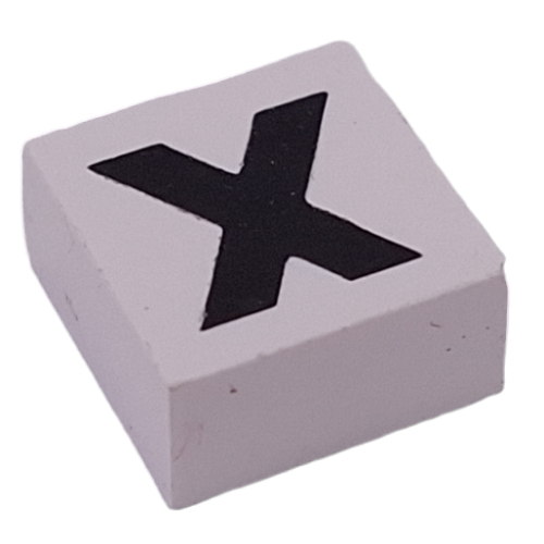 Modulex Tile 2 x 2 with Black 'X' print, Internal Supports