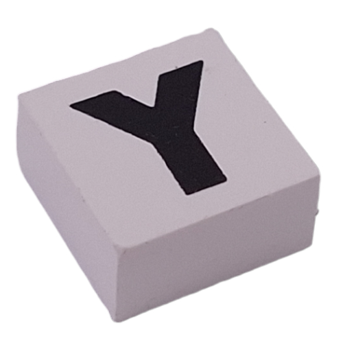 Modulex Tile 2 x 2 with Black 'Y' print, Internal Supports