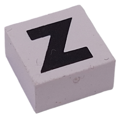 Modulex Tile 2 x 2 with Black 'Z' print, Internal Supports