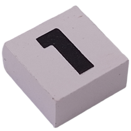 Modulex Tile 2 x 2 with Black '1' print, Black Internal Lining, White Dot