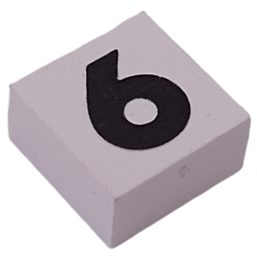 Modulex Tile 2 x 2 with Black '6/9' print, Black Internal Lining, White Dot