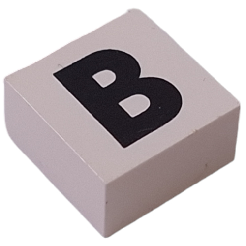 Modulex Tile 2 x 2 with Black 'B' print, Black Internal Lining, White Dot