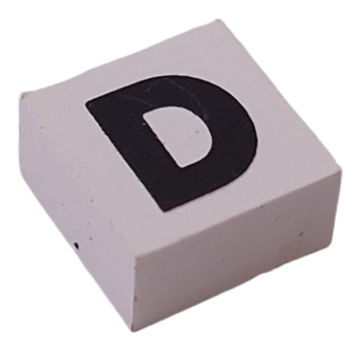 Modulex Tile 2 x 2 with Black 'D' print, Black Internal Lining, White Dot