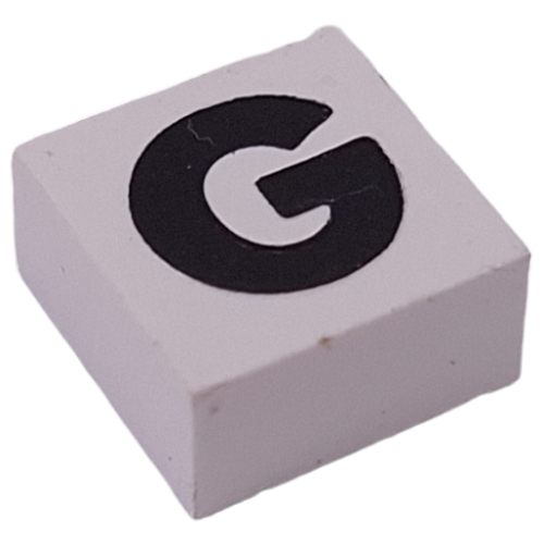 Modulex Tile 2 x 2 with Black 'G' print, Black Internal Lining, White Dot