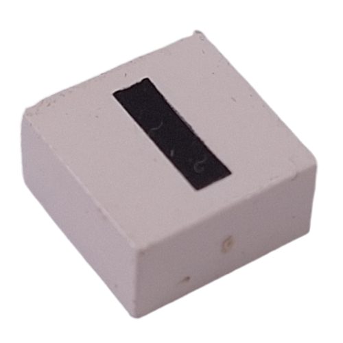 Modulex Tile 2 x 2 with Black 'I' print, Black Internal Lining, White Dot