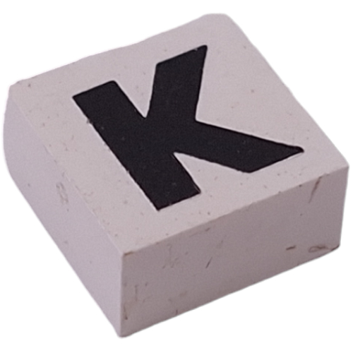 Modulex Tile 2 x 2 with Black 'K' print, Black Internal Lining, White Dot