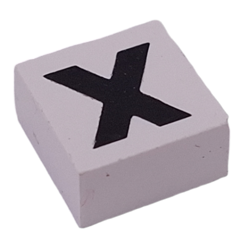 Modulex Tile 2 x 2 with Black 'X' print, Black Internal Lining, White Dot