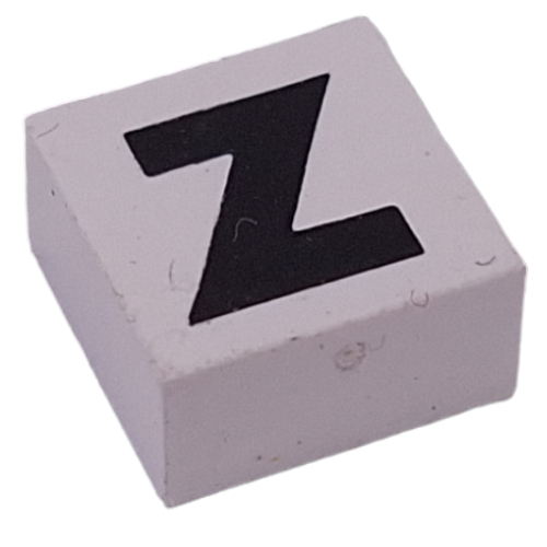 Modulex Tile 2 x 2 with Black 'Z' print, Black Internal Lining, White Dot