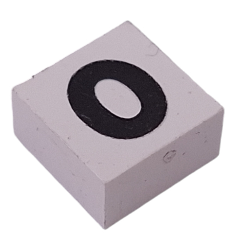 Modulex Tile 2 x 2 with Black '0' print, Black Internal Lining, No Dot