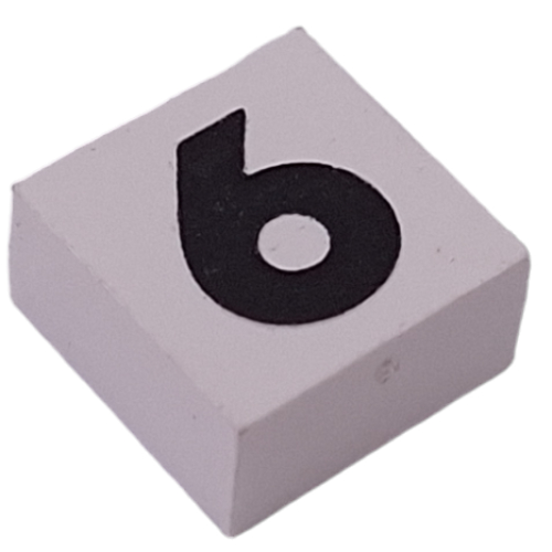 Modulex Tile 2 x 2 with Black '6/9' print, Black Internal Lining, No Dot