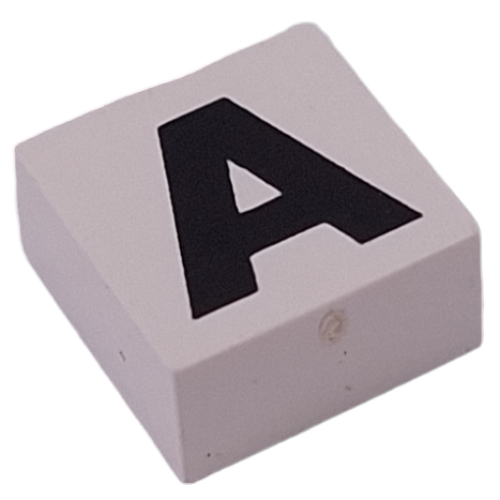 Modulex Tile 2 x 2 with Black 'A' print, Black Internal Lining, No Dot