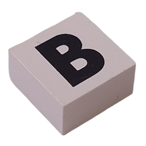 Modulex Tile 2 x 2 with Black 'B' print, Black Internal Lining, No Dot