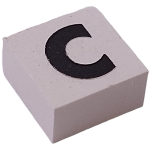 Modulex Tile 2 x 2 with Black 'C' print, Black Internal Lining, No Dot