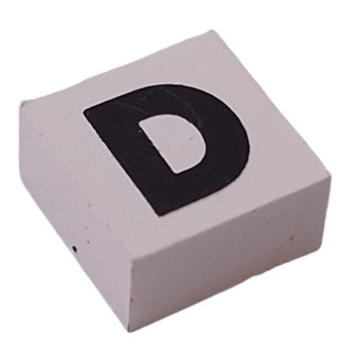 Modulex Tile 2 x 2 with Black 'D' print, Black Internal Lining, No Dot