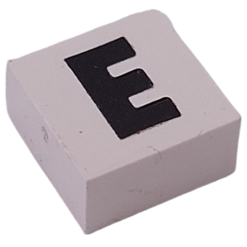 Modulex Tile 2 x 2 with Black 'E' print, Black Internal Lining, No Dot