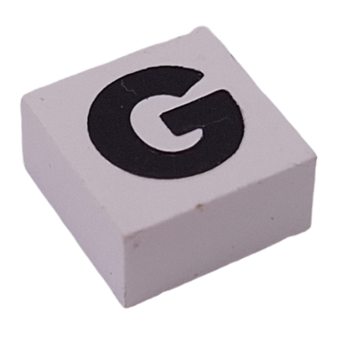 Modulex Tile 2 x 2 with Black 'G' print, Black Internal Lining, No Dot