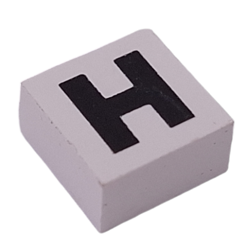 Modulex Tile 2 x 2 with Black 'H' print, Black Internal Lining, No Dot