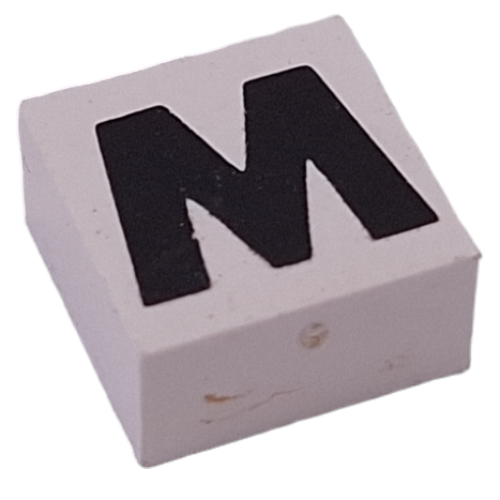 Modulex Tile 2 x 2 with Black 'M/W' print, Black Internal Lining, No Dot