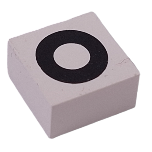 Modulex Tile 2 x 2 with Black 'O' print, Black Internal Lining, No Dot