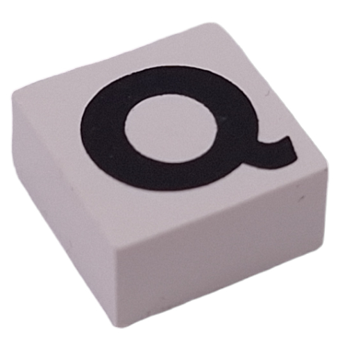 Modulex Tile 2 x 2 with Black 'Q' print, Black Internal Lining, No Dot