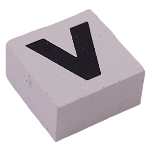 Modulex Tile 2 x 2 with Black 'V' print, Black Internal Lining, No Dot