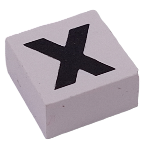 Modulex Tile 2 x 2 with Black 'X' print, Black Internal Lining, No Dot