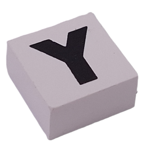 Modulex Tile 2 x 2 with Black 'Y' print, Black Internal Lining, No Dot