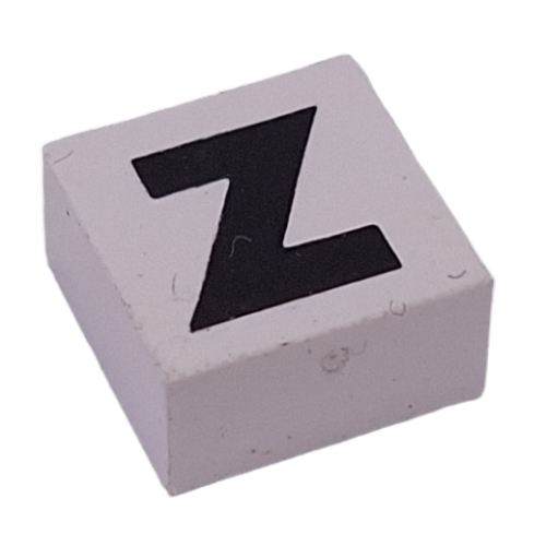 Modulex Tile 2 x 2 with Black 'Z' print, Black Internal Lining, No Dot