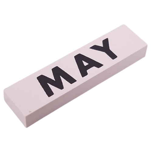 Modulex Tile 2 x 8 without Internal Support with Black 'MAY' print