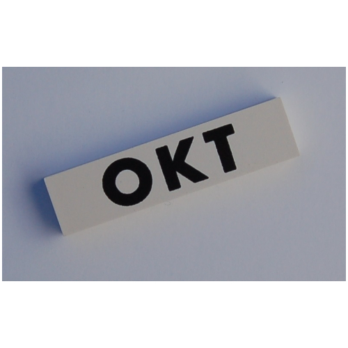 Modulex Tile 2 x 8 without Internal Support with Black 'OKT' print