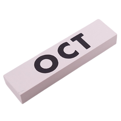 Modulex Tile 2 x 8 without Internal Support with Black 'OCT' print