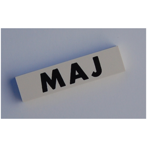 Modulex Tile 2 x 8 without Internal Support with Black 'MAJ' print