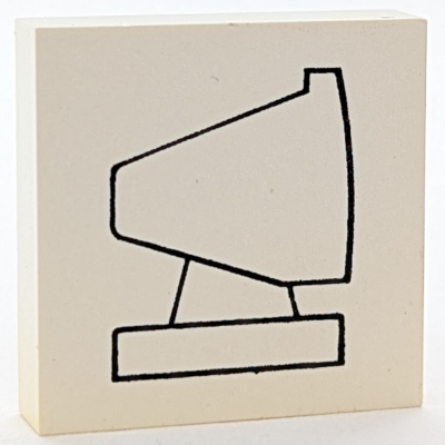 Modulex Tile 4 x 4 with Black 'Computer Monitor' Print Modulex White