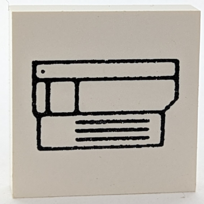 Modulex Tile 4 x 4 with Black 'Photocopier' Print Modulex White
