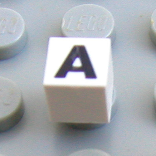 Modulex Tile 1 x 1 with A print - Black Lining on Top and Sides